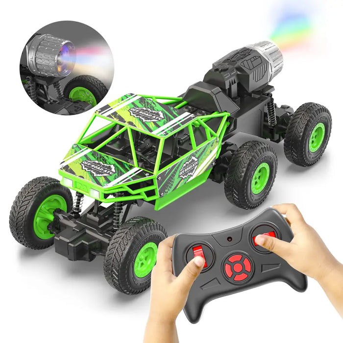 MIRANA MEGA RANGER APP AND REMOTE CONTROL CAR - DUAL MOTOR, LED HEADLIGHTS, SMOKE EXHAUST, 6 DRIVE WHEEL, 2000 MAH LI-ION RECHARGEABLE BATTERY, C TYPE USB CHARGING (GREEN )