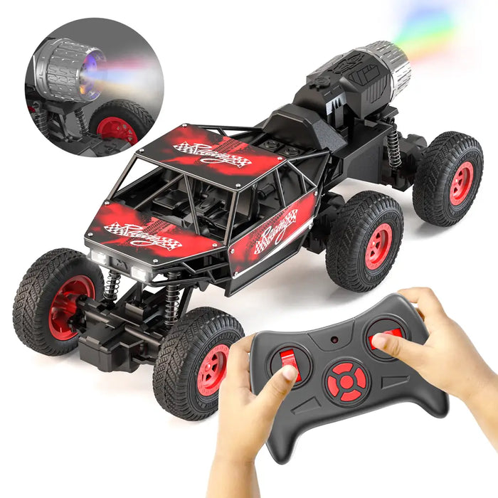 MIRANA MEGA RANGER APP AND REMOTE CONTROL CAR - DUAL MOTOR, LED HEADLIGHTS, SMOKE EXHAUST, 6 DRIVE WHEEL, 2000 MAH LI-ION RECHARGEABLE BATTERY, C TYPE USB CHARGING (RED)