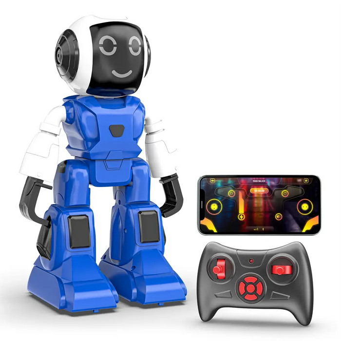 MOONWALKER WALKING AND TALKING ROBOT - IN-BUILT BLUETOOTH SPEAKER, CLAP DETECTION, RECHARGEABLE BATTERY, C TYPE USB CHARGING, VOICE COMMANDS, REMOTE AND APP CONTROL ( BLUE )