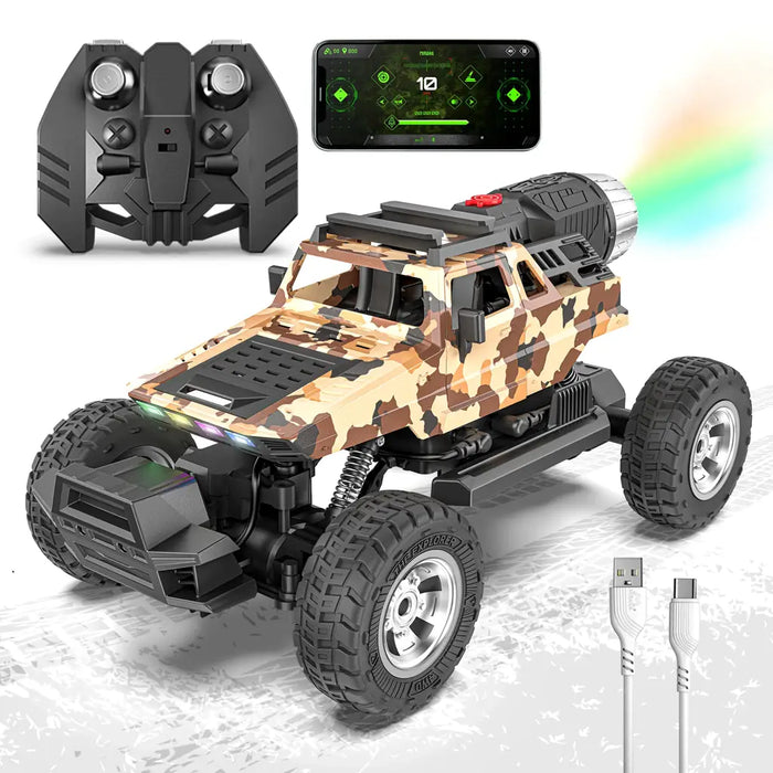 MIRANA EXPLORER 4X4 ALL WHEEL DRIVE REMOTE AND APP CONTROL MONSTER TRUCK, 1.5X POWERFUL NITRO, 2500 MAH LION RECHARGEABLE BATTERY, C TYPE USB CHARGING,SCALE 1:16 (SDESERT CAMO)