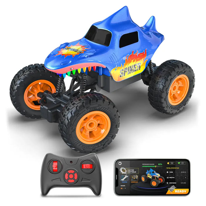 MIRANA SPIKER APP AND REMOTE CONTROL CAR- IN-BUILT BLUETOOTH SPEAKER, SCALE 1:20, 2000 MAH C-TYPE USB  RECHARGEABLE BATTERY, RGB HEADLIGHTS, SPRING SUSPENSION (BLUE)