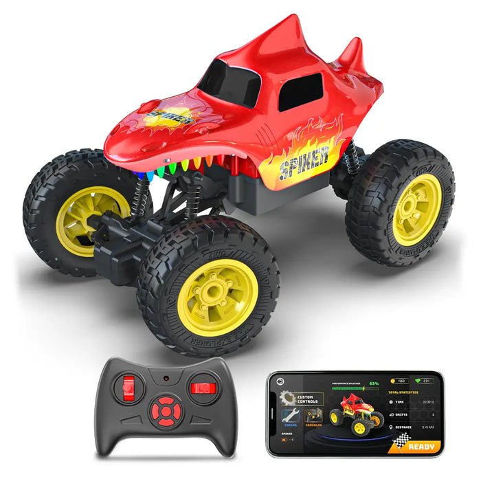 MIRANA SPIKER APP AND REMOTE CONTROL CAR- IN-BUILT BLUETOOTH SPEAKER, SCALE 1:20, 2000 MAH C-TYPE USB  RECHARGEABLE BATTERY, RGB HEADLIGHTS, SPRING SUSPENSION (RED)