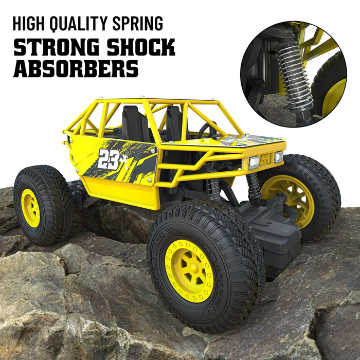 MIRANA DUSTER 4X4 ALL WHEEL DRIVE REMOTE CONTROL MONSTER TRUCK, SCALE 1:16, 105*POWERFUL BOOST, 2000 MAH INBUILT LI-ION BATTERY, LUMINOUS HEADLIGHTS (YELLOW)