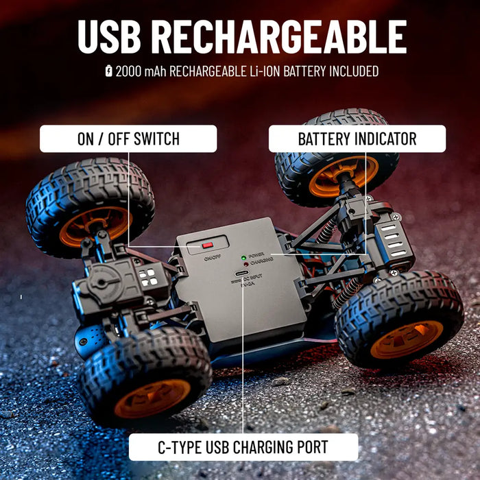 MIRANA SPIKER APP AND REMOTE CONTROL CAR- IN-BUILT BLUETOOTH SPEAKER, SCALE 1:20, 2000 MAH C-TYPE USB  RECHARGEABLE BATTERY, RGB HEADLIGHTS, SPRING SUSPENSION (RED)