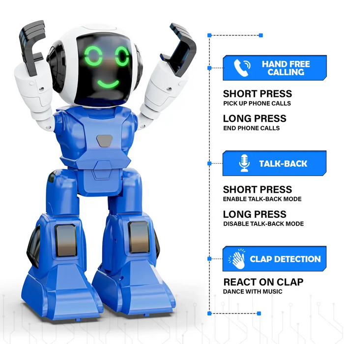 MOONWALKER WALKING AND TALKING ROBOT - IN-BUILT BLUETOOTH SPEAKER, CLAP DETECTION, RECHARGEABLE BATTERY, C TYPE USB CHARGING, VOICE COMMANDS, REMOTE AND APP CONTROL ( BLUE )