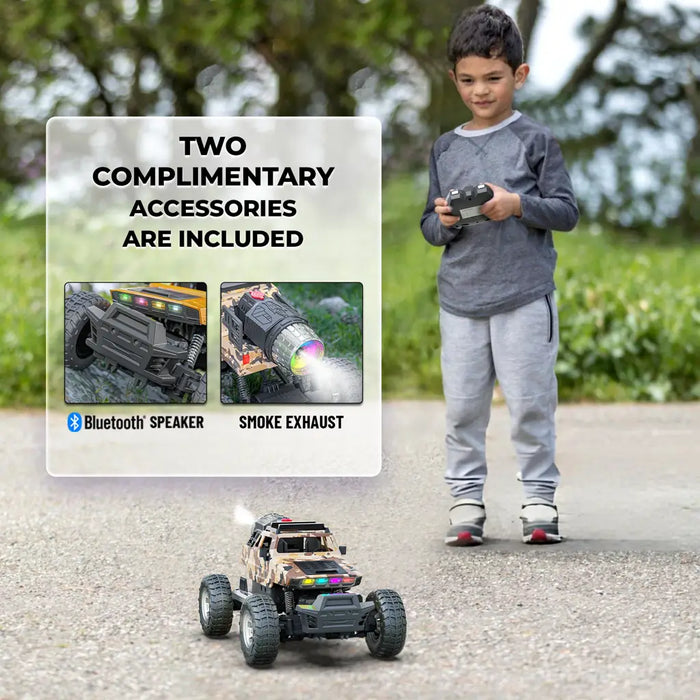 MIRANA EXPLORER 4X4 ALL WHEEL DRIVE REMOTE AND APP CONTROL MONSTER TRUCK, 1.5X POWERFUL NITRO, 2500 MAH LION RECHARGEABLE BATTERY, C TYPE USB CHARGING,SCALE 1:16 (SDESERT CAMO)