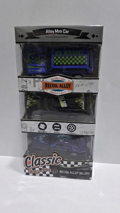 RECOIL ALLOY (ALLOY MINI CAR) CLASIIC VINTAGE CARS PACK OF 3 - 18 PCS BOX