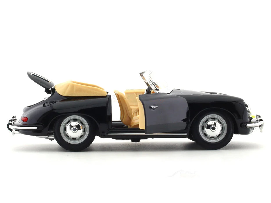 BBURAGO 1961 PORSCHE 356B CABRIOLET BLACK 1:24 SCALE 92078