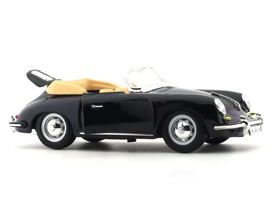 BBURAGO 1961 PORSCHE 356B CABRIOLET BLACK 1:24 SCALE 92078