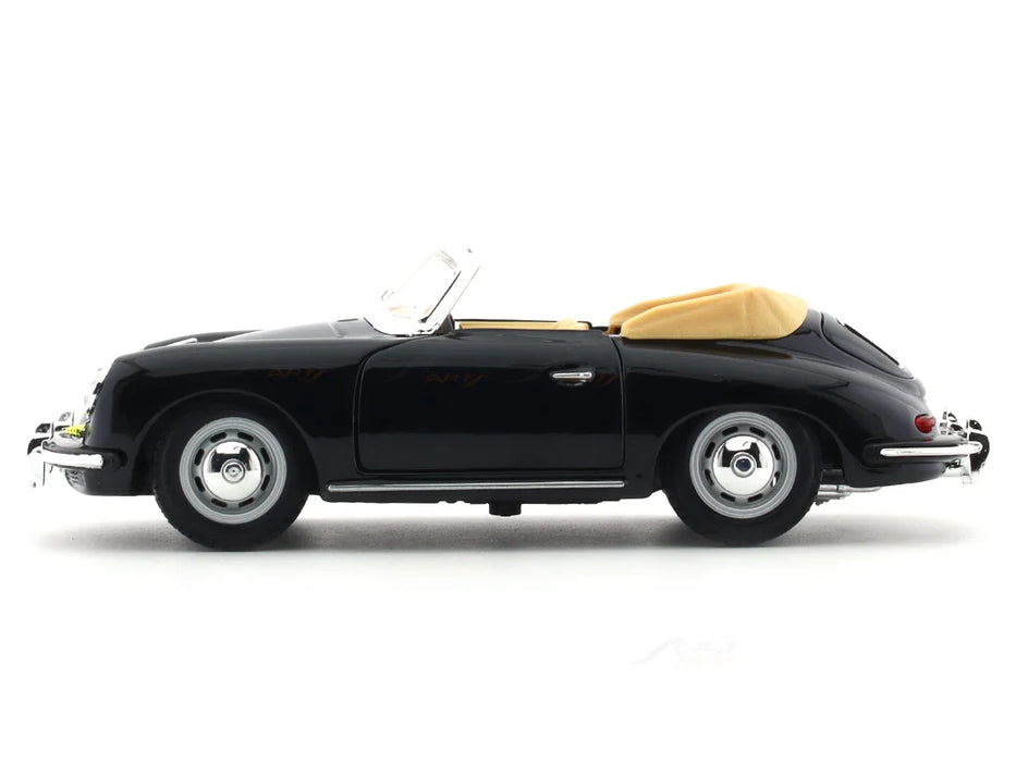 BBURAGO 1961 PORSCHE 356B CABRIOLET BLACK 1:24 SCALE 92078