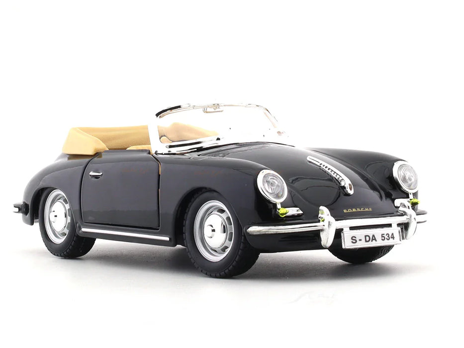BBURAGO 1961 PORSCHE 356B CABRIOLET BLACK 1:24 SCALE 92078