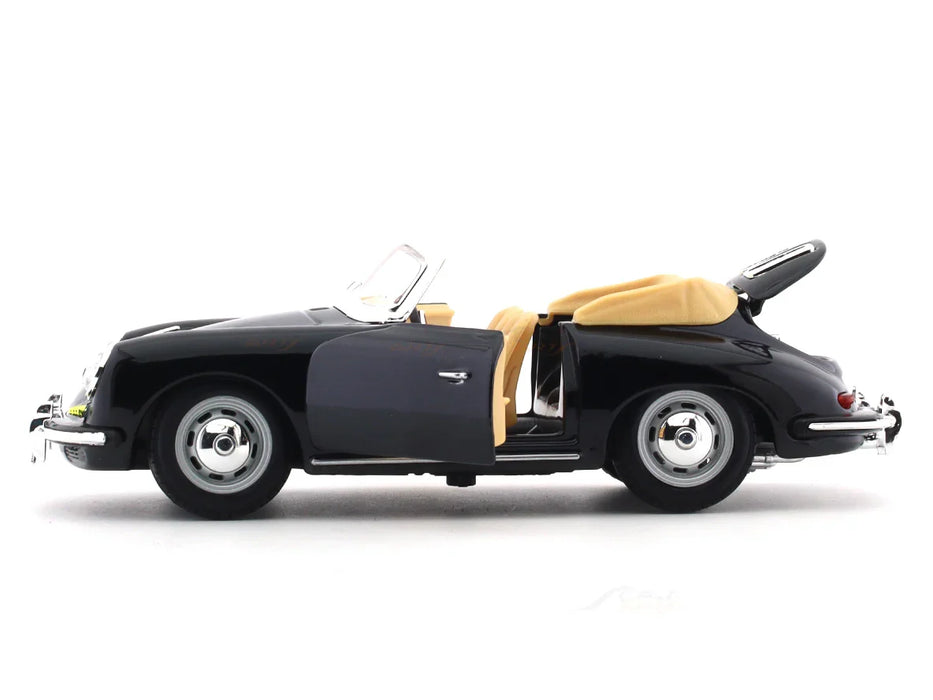 BBURAGO 1961 PORSCHE 356B CABRIOLET BLACK 1:24 SCALE 92078