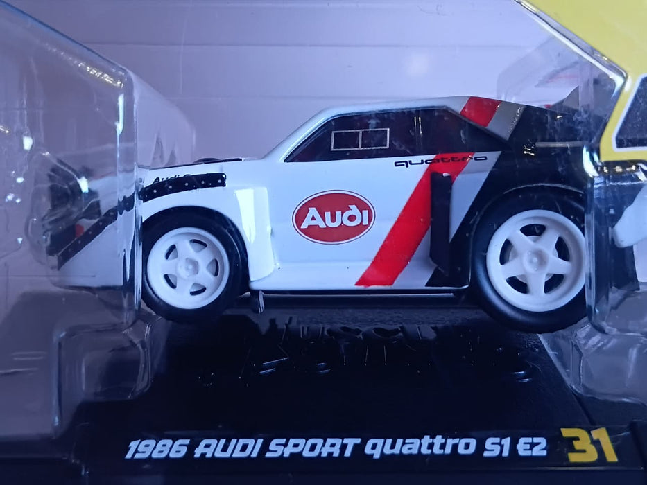 MAISTO MUSCLE MACHINE 1/64 SCALE BLACK AND WHITE SERIES 6 1986 AUDI SPORT QUATTRO MODEL 31 CODE 15526