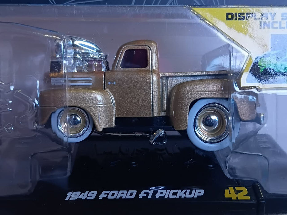 MAISTO MUSCLE MACHINE 1/64 SCALE 1949 FORD F1 PICKUP GOLD METAL DIECAST SERIES 7 MODEL 42