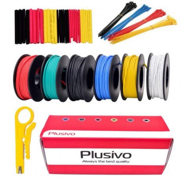 Plusivo 22AWG 600V 6 Colour Tinned Hook Up Wire Kit – Multicore