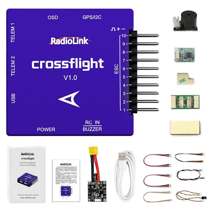 RADIOLINK CROSSFLIGHT FLIGHT CONTROLLER  KIT WITH RADIOLINK TS100 MINI M8N GPS MODULE,  PLASTIC GPS ANTENNA FOLDABLE MOUNT HOLDER AND SHOCK ABSORBER SET