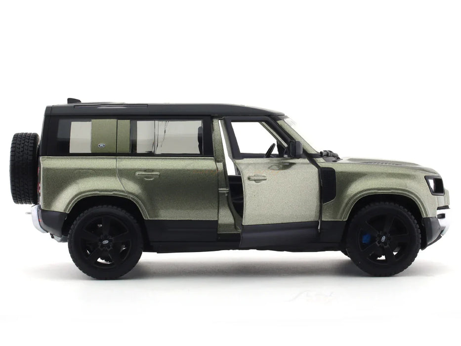 BBURAGO - 1/24 SCALE MODEL LAND ROVER DEFENDER 110 REPLICA MINIATURE SUV 2022 (GREEN) 18-91101GR