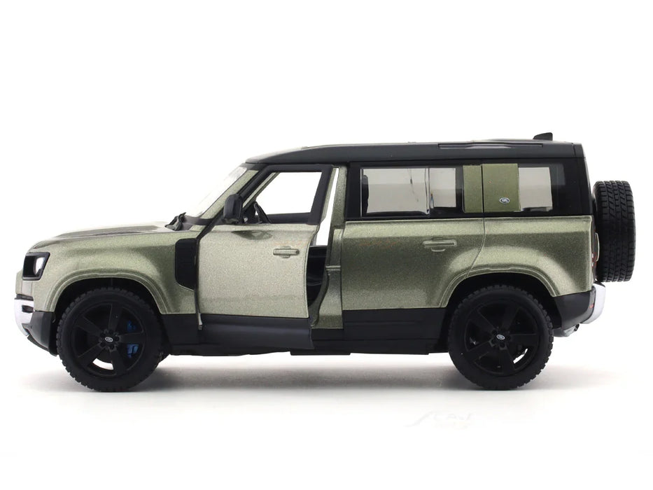 BBURAGO - 1/24 SCALE MODEL LAND ROVER DEFENDER 110 REPLICA MINIATURE SUV 2022 (GREEN) 18-91101S