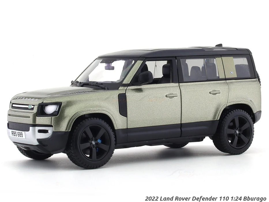 BBURAGO - 1/24 SCALE MODEL LAND ROVER DEFENDER 110 REPLICA MINIATURE SUV 2022 (GREEN) 18-91101S