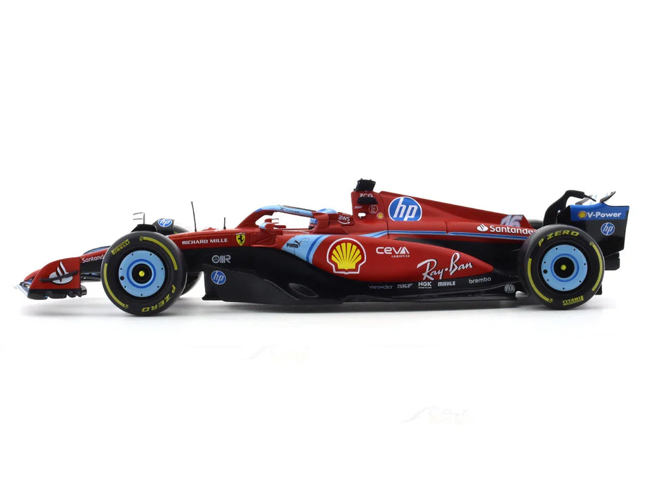 BBURAGO FERRARI SF24 #16 CHARLES LECLERC MIAMI GP 1:18 SCALE DIECAST MODEL