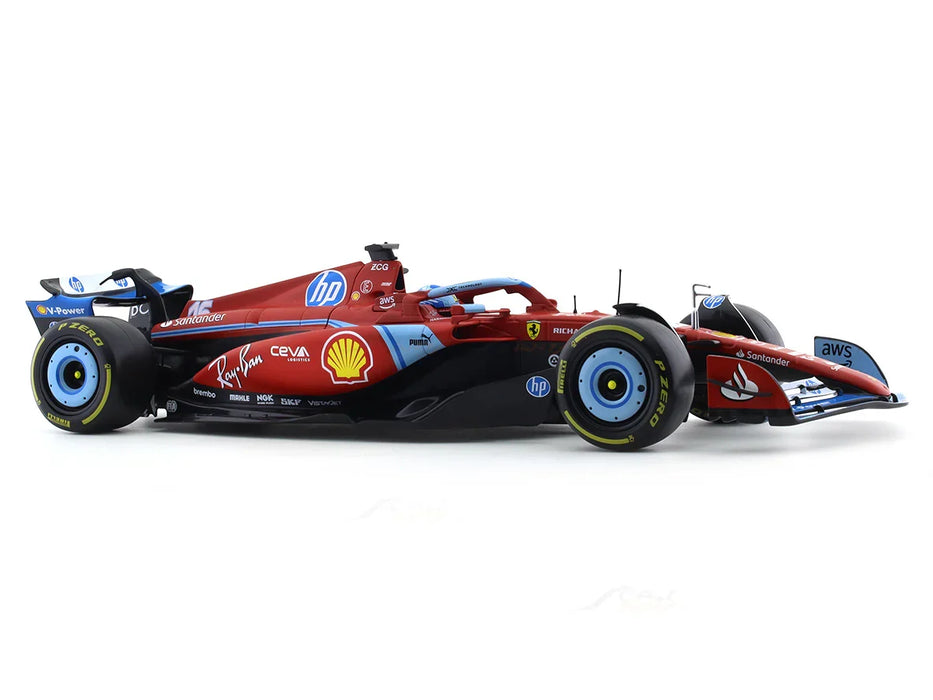 BBURAGO FERRARI SF24 #16 CHARLES LECLERC MIAMI GP 1:18 SCALE DIECAST MODEL