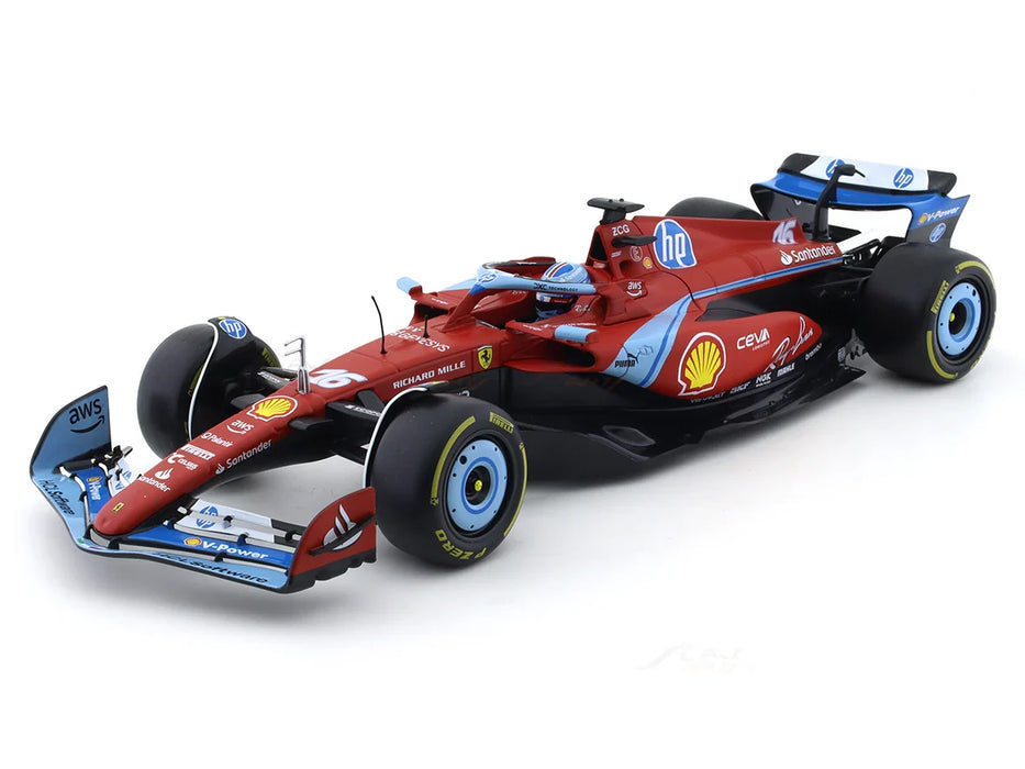 BBURAGO FERRARI SF24 #16 CHARLES LECLERC MIAMI GP 1:18 SCALE DIECAST MODEL