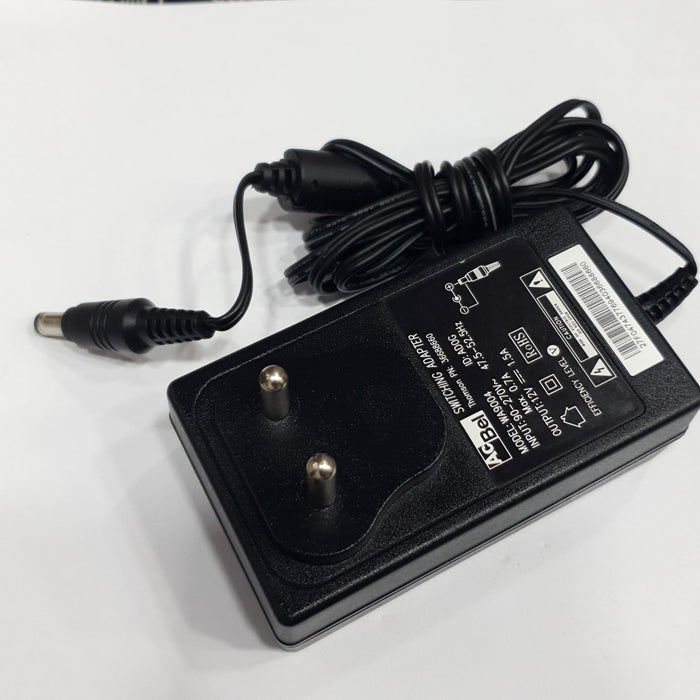 ACBEL AC-DC ADAPTOR (MODEL WA9004) AC INPUT: 90-270V DC OUTPUT: 12V 1.5A WITH 5.5MM X 2.5MM BARREL PIN