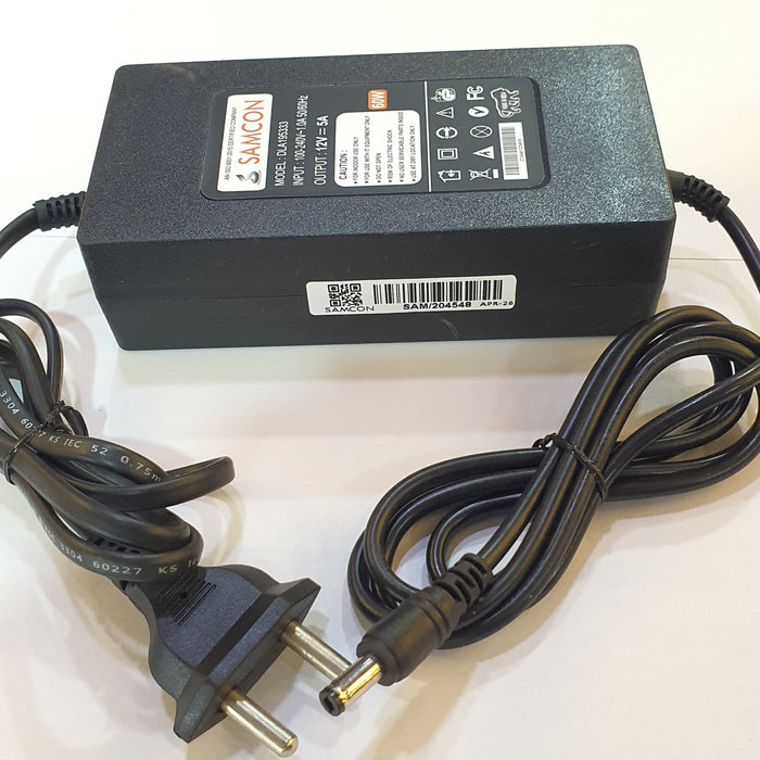 SAMCON POWER ADAPTOR 60W 12V 5A SLIM SERIES Compatible For LCD/LED/TV  MAIN LEAD 5.5MM X 2.5MM