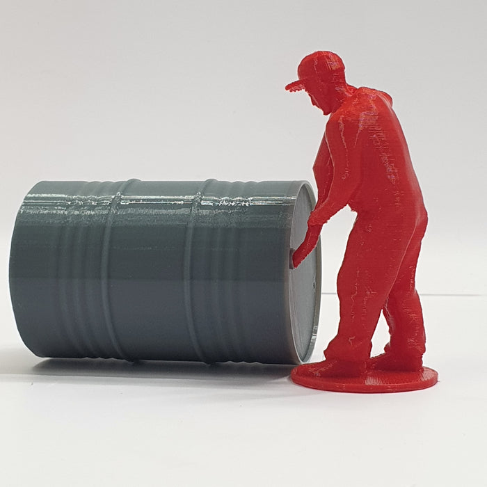 SCALE MINIATURE ACCESSORIES RC SCALE OIL BARRELS FUEL DRUMS (BIG 1) + PETROL POURING MECHANIC RC PIT CREW ACCESSORY