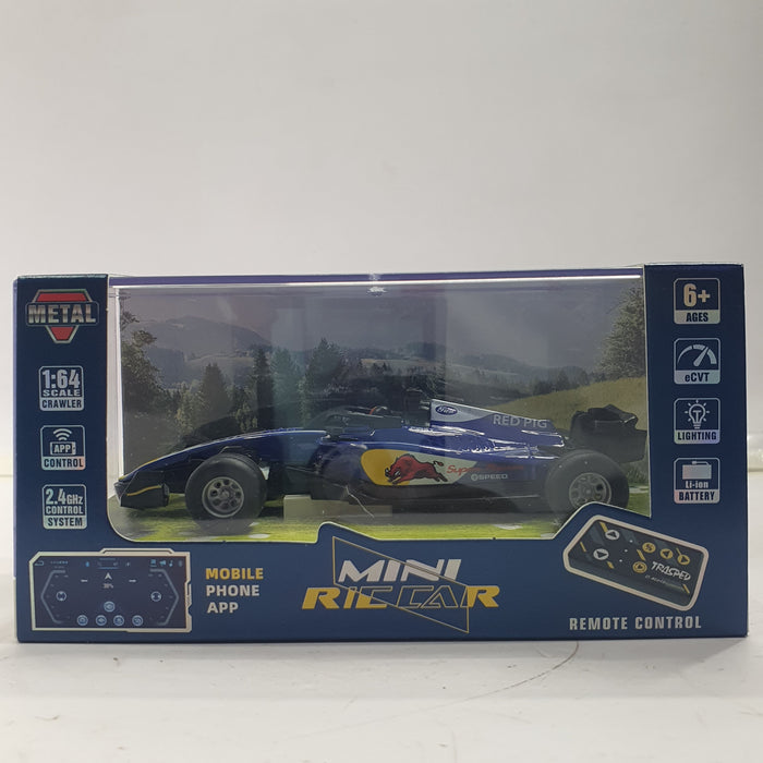 F1 MINI RC CAR SPEED-REGULATING ALLOY HG4-292 1:64 (WINNER RED PIG SUPER POWER SPEED CAR 1) BLUE
