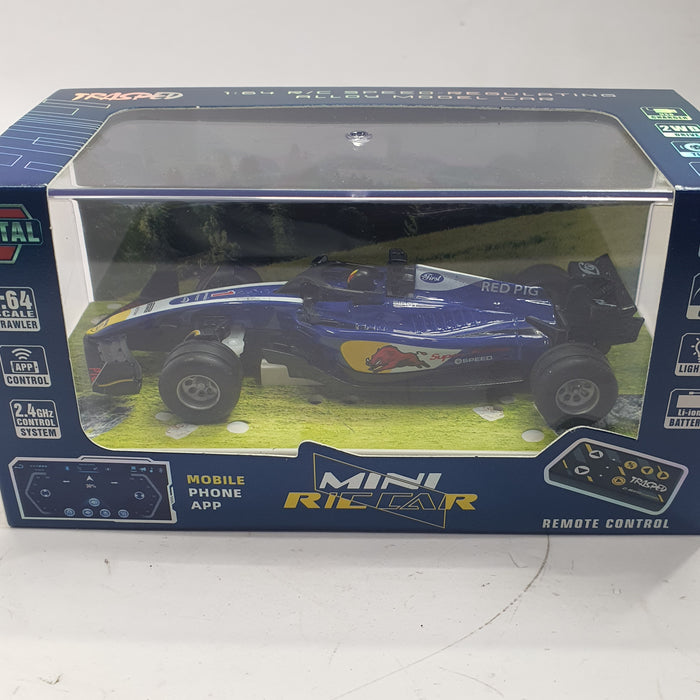 F1 MINI RC CAR SPEED-REGULATING ALLOY HG4-292 1:64 (WINNER RED PIG SUPER POWER SPEED CAR 1) BLUE