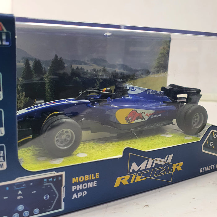 F1 MINI RC CAR SPEED-REGULATING ALLOY HG4-292 1:64 (WINNER RED PIG SUPER POWER SPEED CAR 1) BLUE