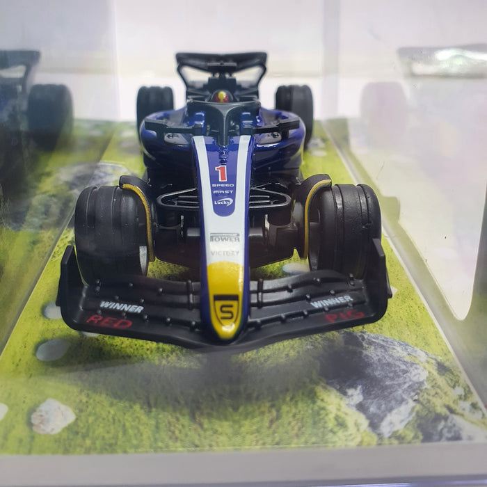 F1 MINI RC CAR SPEED-REGULATING ALLOY HG4-292 1:64 (WINNER RED PIG SUPER POWER SPEED CAR 1) BLUE