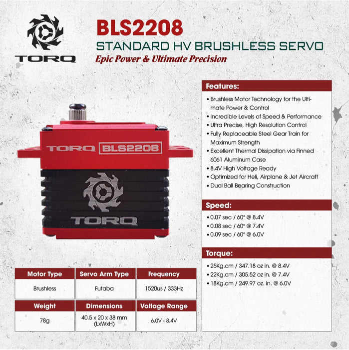 TORQ BLS 2208 FULL SIZE HV BRUSHLESS SERVO