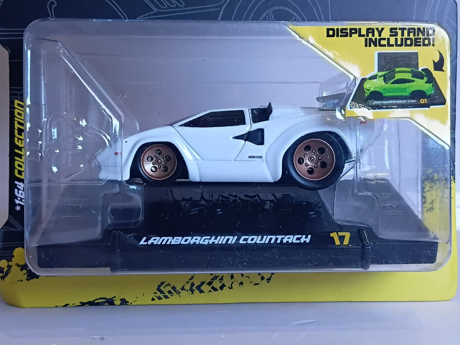 MAISTO MUSCLE MACHINE 1/64 SCALE LAMBORGHINI COUNTACH WHITE METAL DIECAST SERIES 3 MODEL 17 CODE 15526