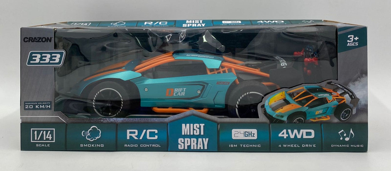 RC MIST SPRAY CRAZON 4WD SMOKING 333 1:14 SCALE 27MHZ RC CAR BLUE 333-SC21142