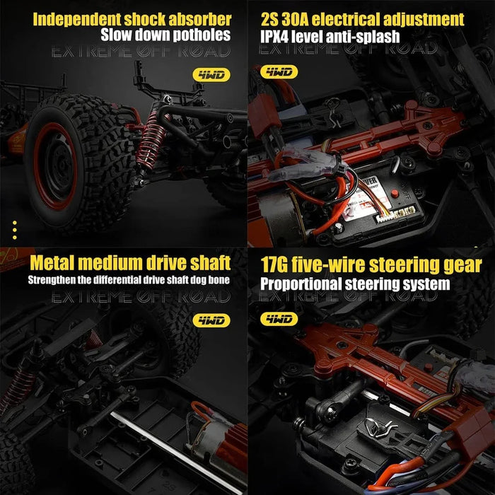 TOP RACING SERIES ADVENTURER 4WD 1/16 HIGH-SPEED RACING CAR. SCY16106-RED