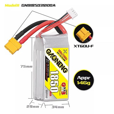 GNB 1850Mah 3S1P 11.1V 100C Lipo Battery