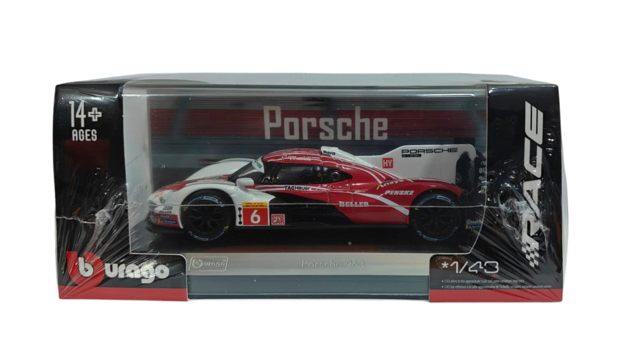BBURAGO PORSCHE 963 RED 1/43 SCALE 18-38319