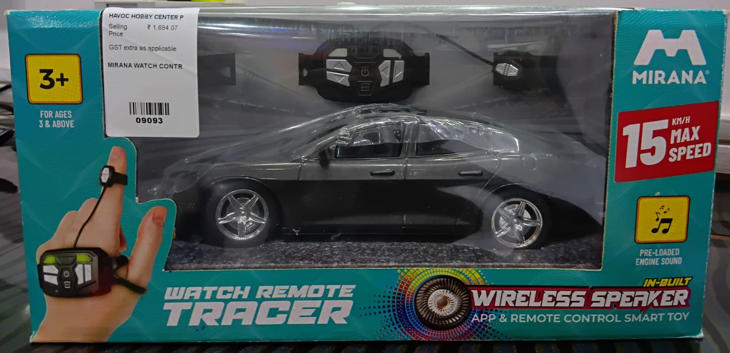 MIRANA WATCH CONTROL TRACER RC CAR HAND & APP CONTROL WITH BLUETOOTH SPEAKER C-TYPE CHARGING HIGH SPEED RACING ( GREY )