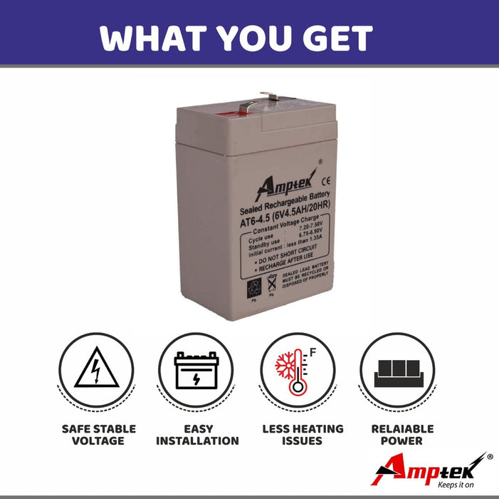 6V 4.5Ah Pb AMPTEK RECHARGEABLE BATTERY