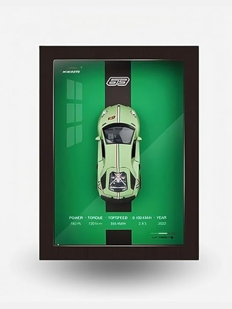 DIE CAST CAR METAL MODEL WITH 3D FRAME  1:32 SCALE GREEN LP780-4 8039A