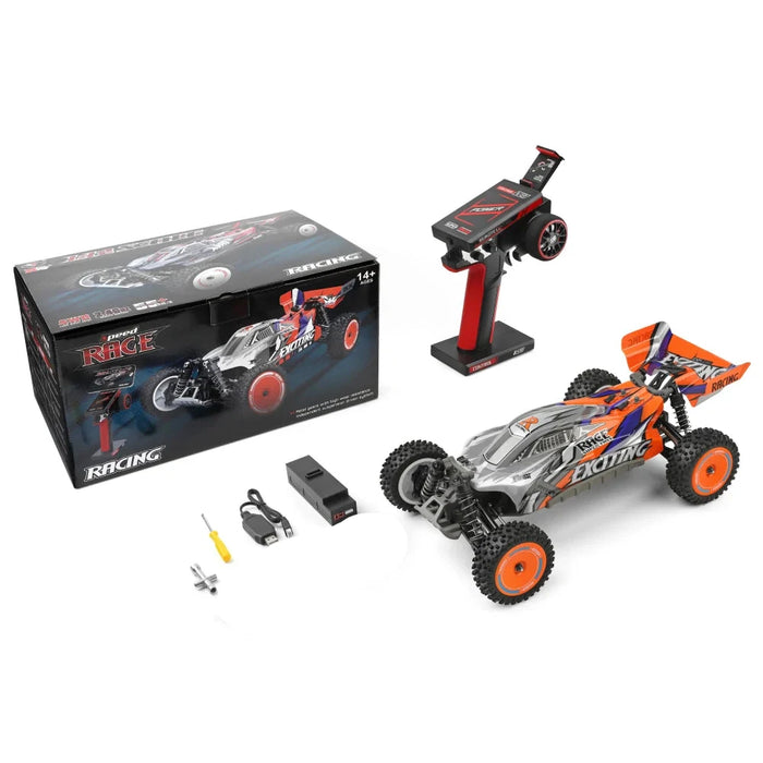 WLTOYS 124010 1:12 Scale Remote Control Car, 4WD 55KM/H High Speed RC Racing Car, 2.4Ghz OFF ROAD RC BUGGY ORANGE
