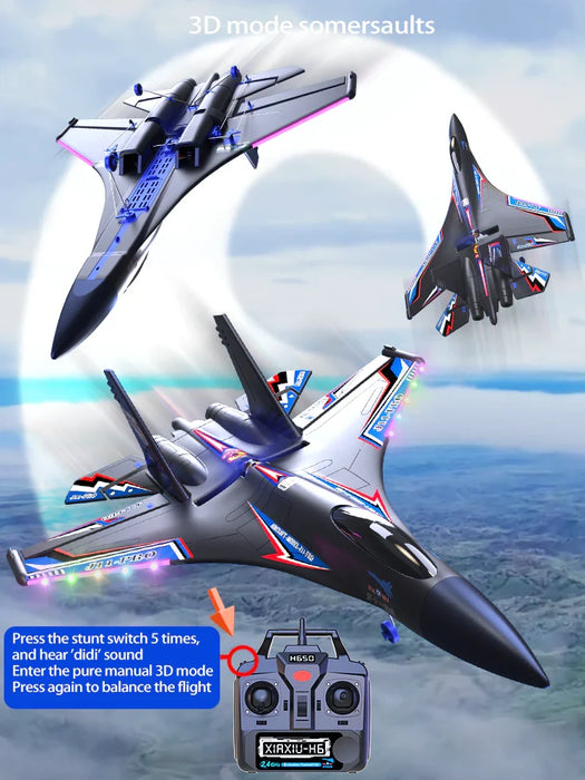 RC AIRPLANE J11-PRO STUNT JET RTF 6 CH BRUSHLESS MOTOR WITH GYRO STABILIZER BLUE