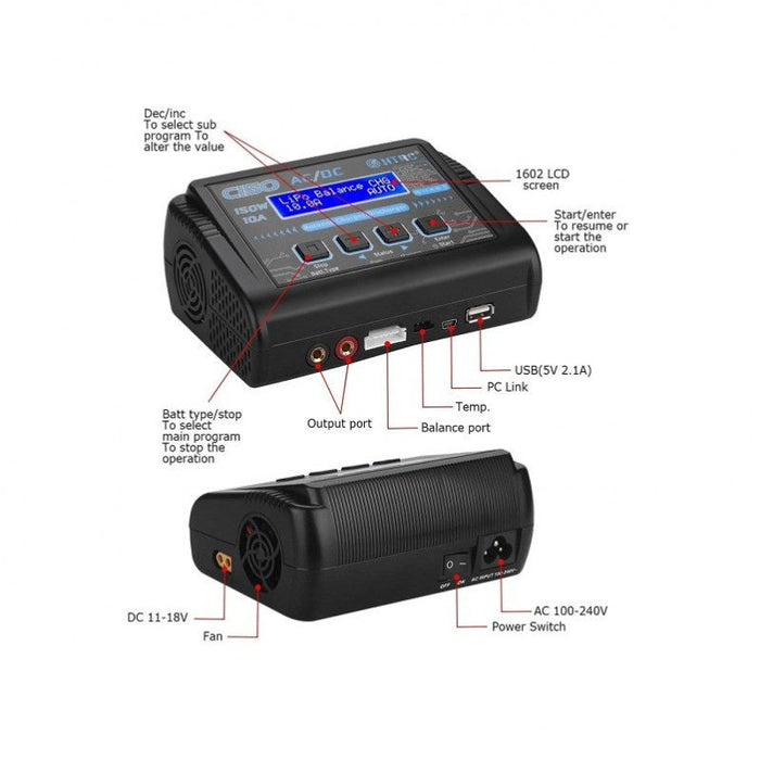 HTRC C150 150W 10A LiPo LiFe NiMh Battery Charger/Discharger