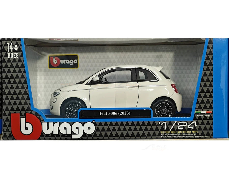 BBURAGO 2023 FIAT 500E WHITE 1:24 SCALE 18-91110W