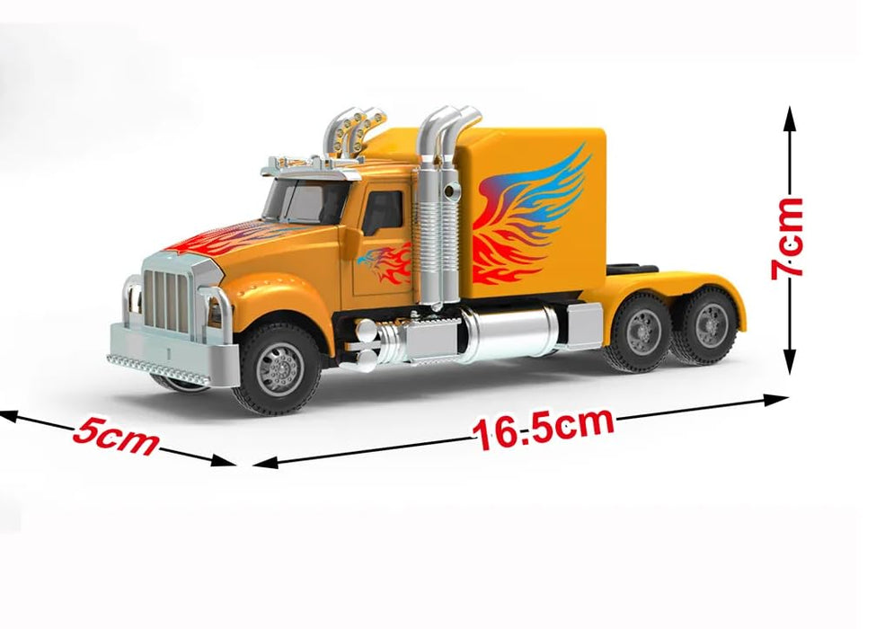 DIE CAST PULLBACK ALLOY TRUCK SERIES LIGHT AND SOUND  0302-55-YELLOW