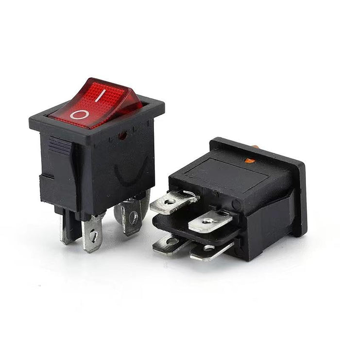 ROCKER SWITCH KCD1-104 BLACK RED 6A 250V AC 10A 125V AC