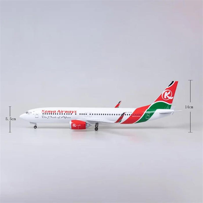 AIRPLANE DIECAST METAL KENYA AIRWAYS B737 RESIN WITH LED 47CM