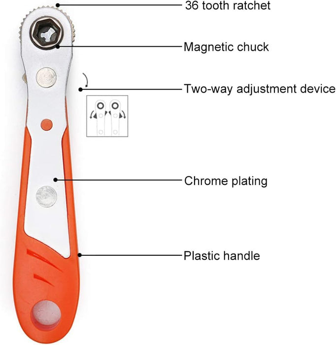AASONS MINI MAGNETIC RATCHET WRENCH 1/4"(6.35MM) HEXAGON HEAD SCREWDRIVER